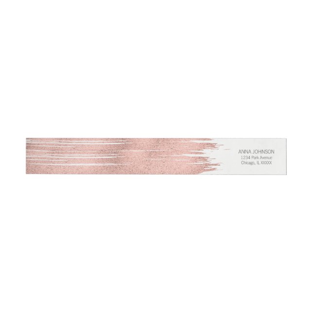 Etiqueta de Endereço Envolvente Rose Gold Brushstr (Individual)