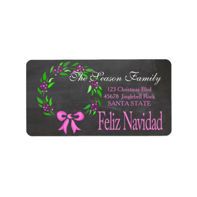 Etiqueta de Endereço Feriado Feliz Navidad (Frente)