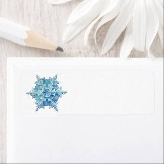 Etiqueta de Endereço Floco de Neve em Aquarela