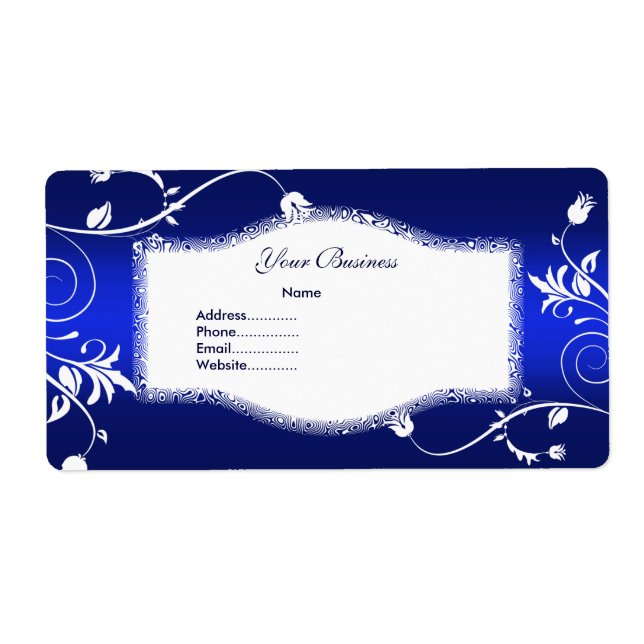 Etiqueta de Endereço Floral Azul Branco (Frente)