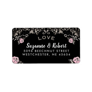 Etiqueta de endereço floral branca & cor-de-rosa