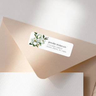 Etiqueta de Endereço Floral de Magnólia Branca
