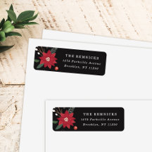 Etiqueta de Endereço Floral de Natal Coroa de Nata