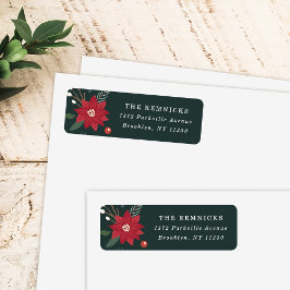 Etiqueta de Endereço Floral de Natal Coroa de Nata