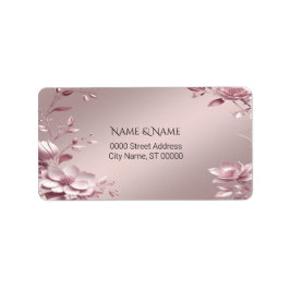 Etiqueta de Endereço Floral Rosa Delicada