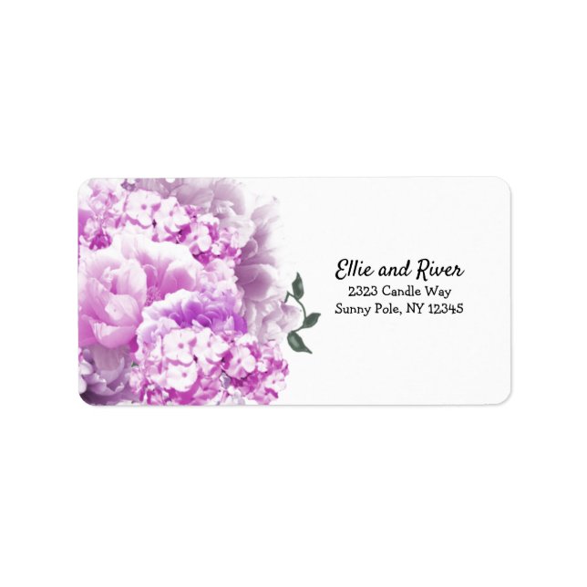 Etiqueta de Endereço Floral Rosa Monocromática (Frente)