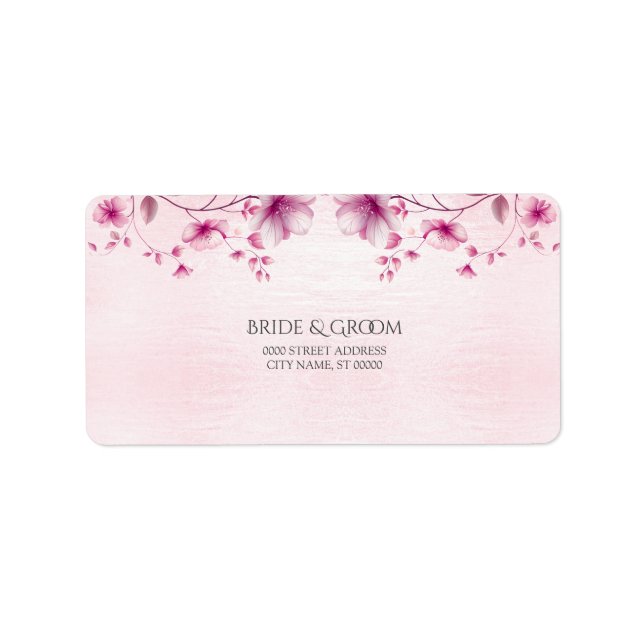Etiqueta de Endereço Flores Rosa Aquarela (Frente)