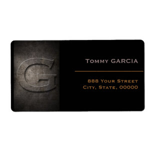 Etiqueta de endereço G do monograma preto de bronz