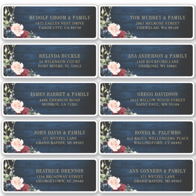 Etiqueta de Endereço Geométrico Floral do Blush Ma (Frente)