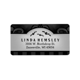 Etiqueta de Endereço Halloween Preto e Cinza com B