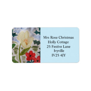 Etiqueta de endereço Holly e Flores de inverno