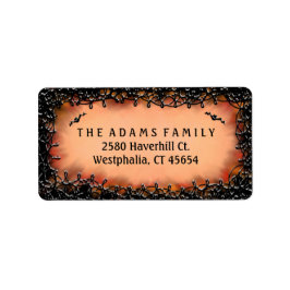 Etiqueta de Endereço - Laranja Halloween com Borda