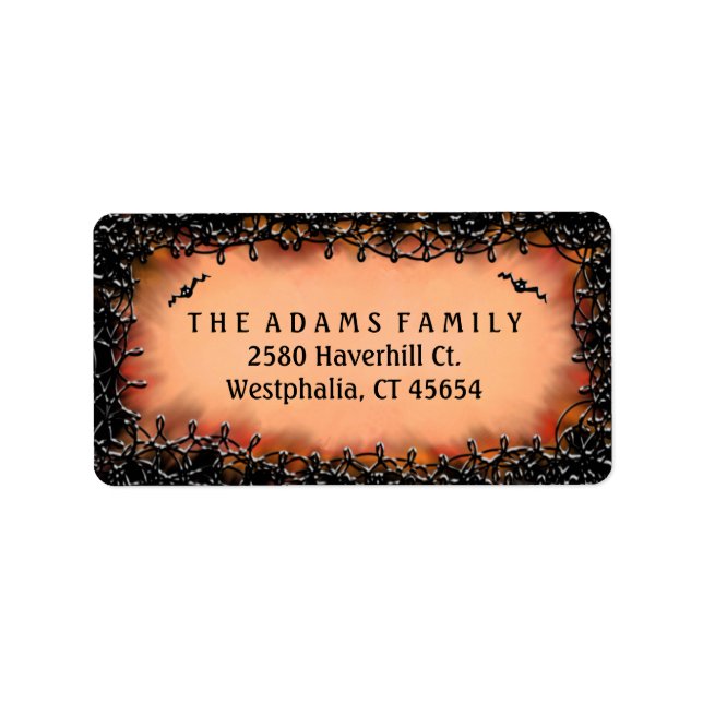 Etiqueta de Endereço - Laranja Halloween com Borda (Frente)