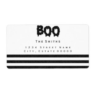 Etiqueta de endereço listras preto e branco Boo