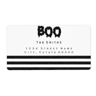 Etiqueta de endereço listras preto e branco Boo