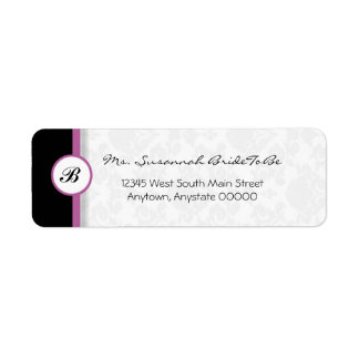Etiqueta de Endereço Monograma do Mauve Damask