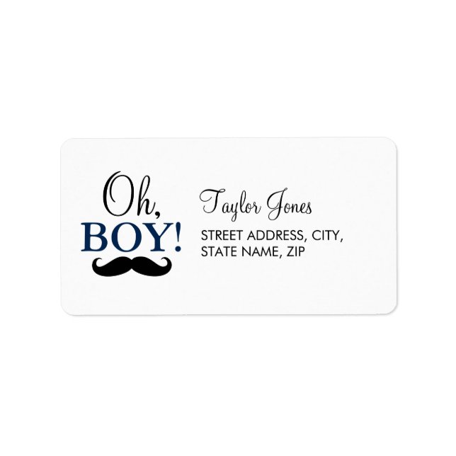 Etiqueta de Endereço para Chá de Bebê Bigode Oh Bo (Frente)