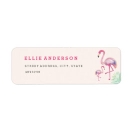 Etiqueta de Endereço para Chá de Bebê Flamingo Ros