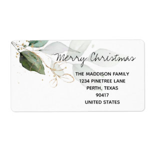 Etiqueta de endereço para Natal feliz Eucalyptus