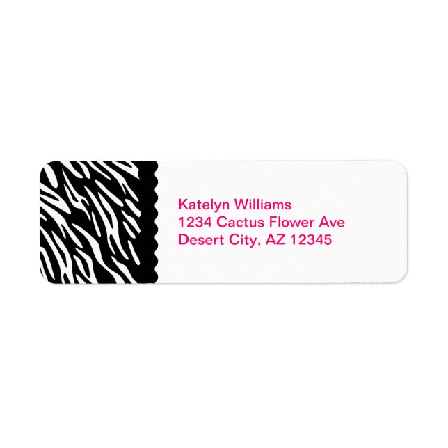 Etiqueta de Endereço Personalizado da Trendy Zebra (Frente)