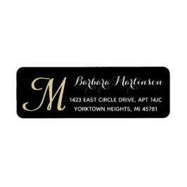 Etiqueta de endereço personalizado Dourado preto c