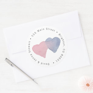 Etiqueta de Endereço Redondo de Corações de Ág