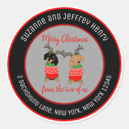 Etiqueta de Endereço Redondo de Feriado de Dois Da