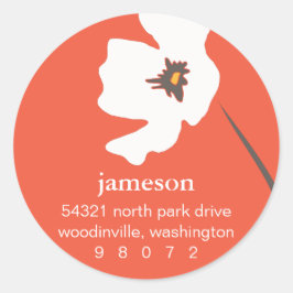 Etiqueta de Endereço Redondo de Papoila