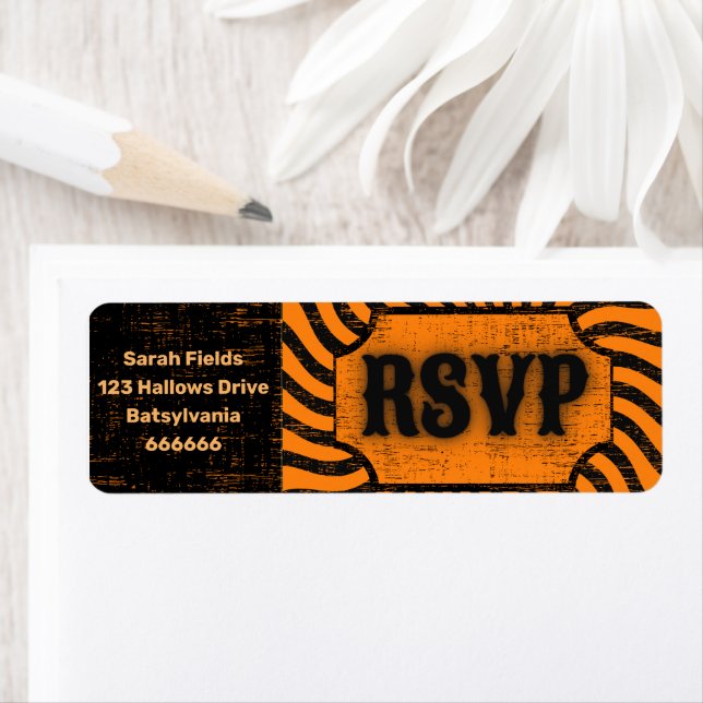 Etiqueta de Endereço RSVP do Halloween Distinto (Insitu)