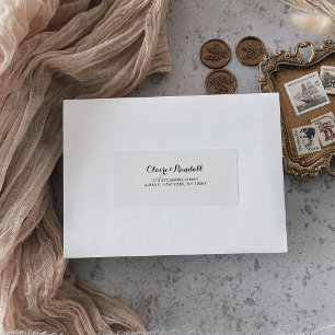 Etiqueta de endereço RSVP preto-e-branco minimalis