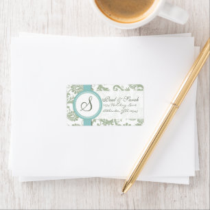 Etiqueta de endereço Sage Green e Aqua Weding para