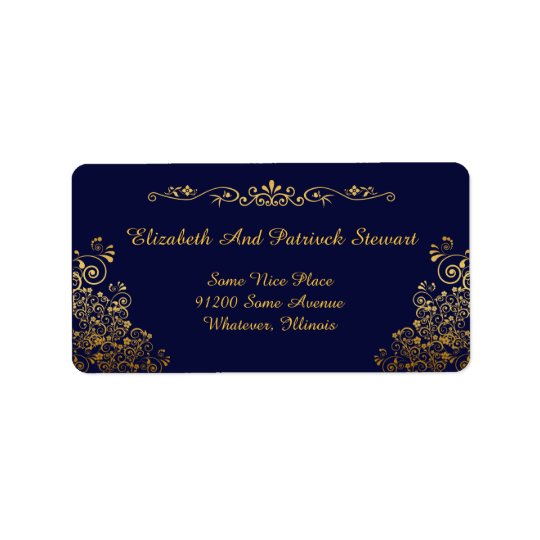 Etiqueta De Endereço Transporte à moda elegante dourado retro do