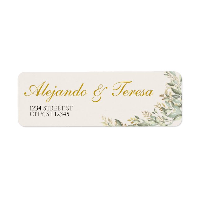 Etiqueta de Endereço Verde Com Dourado (Frente)