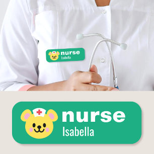 Etiqueta de Enfermeira Nome Personalizado Urso Ver