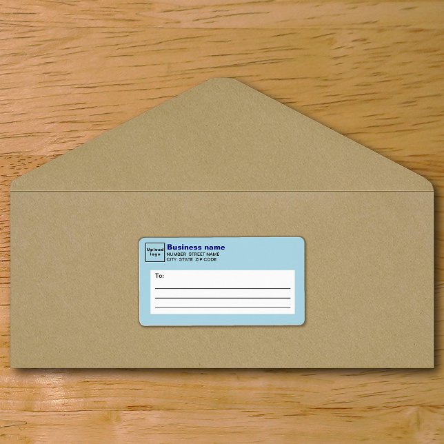 Etiqueta de Entrega de Negócios Azul Claro (Light blue business shipping label on envelope)