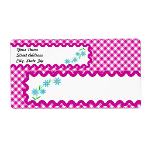 Etiqueta de Entrega em Segundo Plano de Gingham e