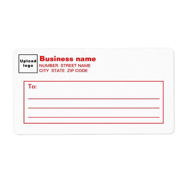 Etiqueta de Envio Comercial de Texto Vermelho (Frente)