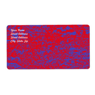 Etiqueta de envio de mármore vermelho e azul