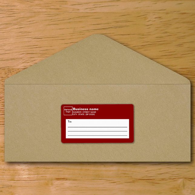 Etiqueta de Envio de Negócios Vermelha (Red business shipping label on envelope)