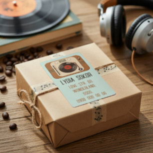 Etiqueta de Envio de Toca-Discos de Vinil Retro