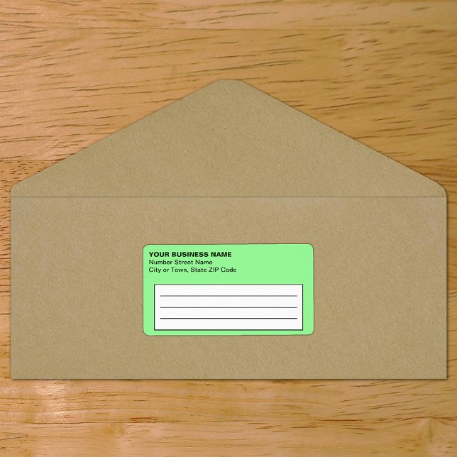 Etiqueta de Envio Empresarial Verde Claro Baseada  (Plain text light green business shipping label on envelope)