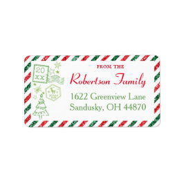 Etiqueta de Envio Vintage com Brilho de Natal Corr
