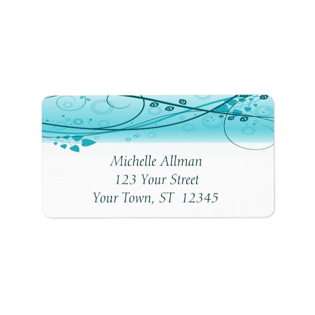 Etiqueta de espiral azul Abstrato Floral (Frente)