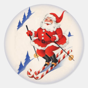 Etiqueta de esqui de Papai Noel do natal vintage