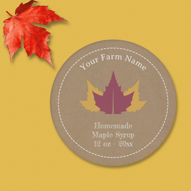 Etiqueta de Etiqueta do Xarope de Mapeamento Kraft (Kraft & Rustic Maple Syrup Label Sticker)
