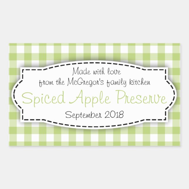 Etiqueta de etiqueta verde para a comida da Apple  (Frente)