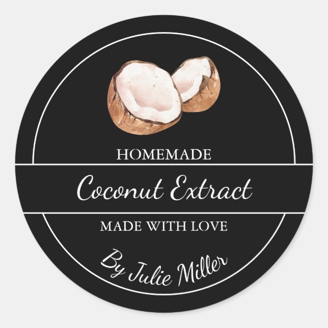 Etiqueta de Extração de Coco Homemade Simples (Frente)