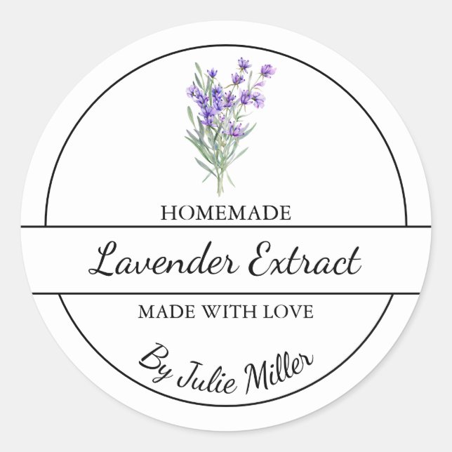 Etiqueta de Extração de Lavanda Homemade Simples (Frente)