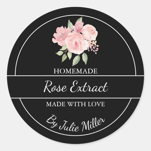 Etiqueta de Extração de Rosa de Homemade Simples (Frente)