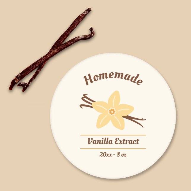 Etiqueta de Extrato Homemade Vanilla (Homemade Vanilla Extract Label Sticker)